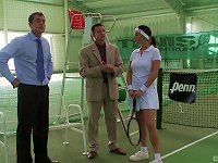 Her two tennis instructors tag team and double penetrate her
